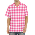 Pink And White Buffalo Check Print Aloha Shirt
