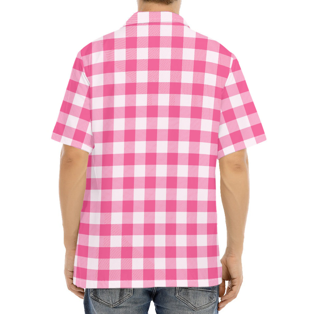 Pink And White Buffalo Check Print Aloha Shirt