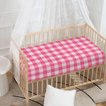 Pink And White Buffalo Check Print Baby Crib Sheet