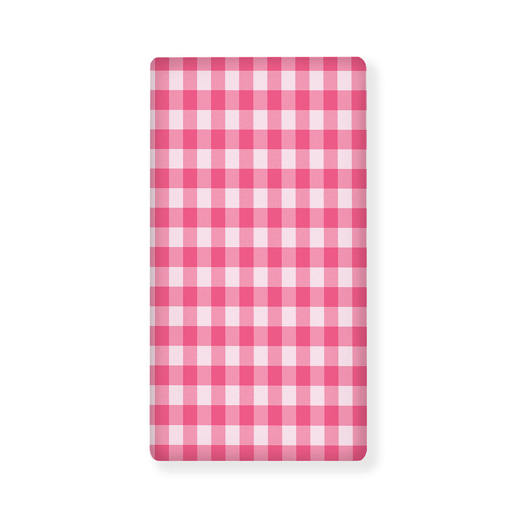 Pink And White Buffalo Check Print Baby Crib Sheet