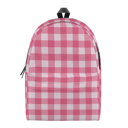 Pink And White Buffalo Check Print Backpack
