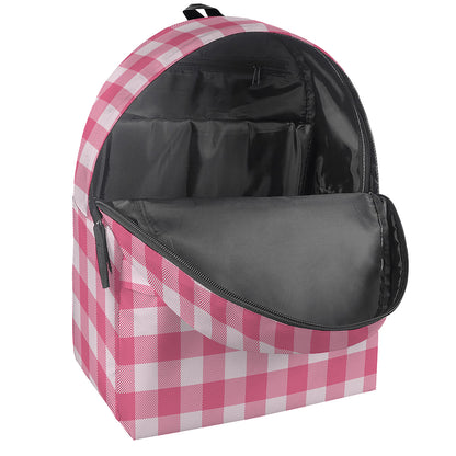 Pink And White Buffalo Check Print Backpack