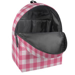 Pink And White Buffalo Check Print Backpack