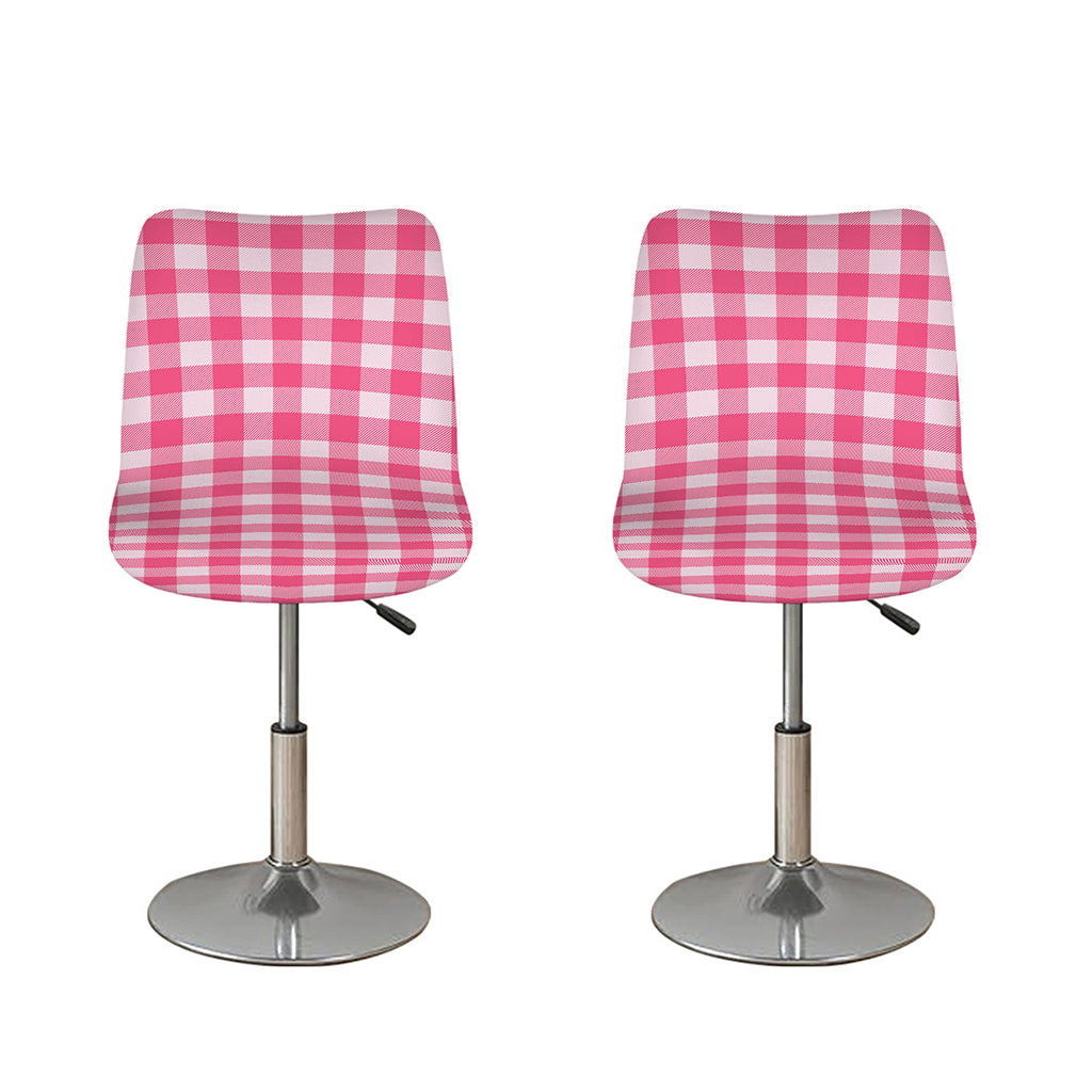 Pink And White Buffalo Check Print Bar Stool Covers
