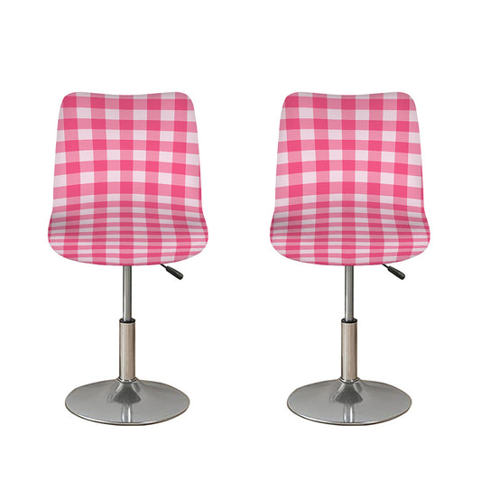 Pink And White Buffalo Check Print Bar Stool Covers