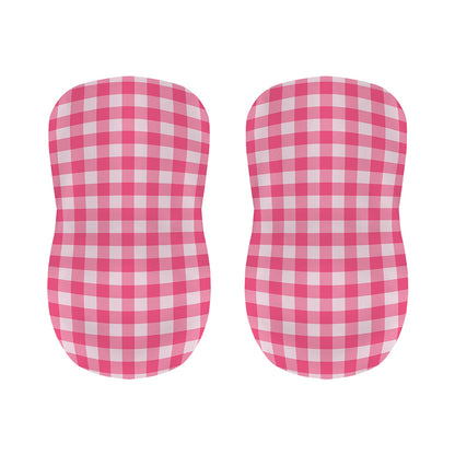 Pink And White Buffalo Check Print Bar Stool Covers