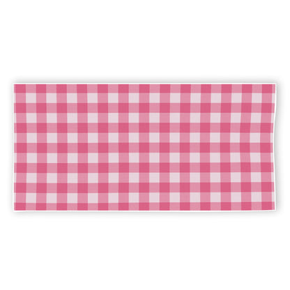 Pink And White Buffalo Check Print Beach Towel