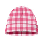 Pink And White Buffalo Check Print Beanie