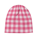 Pink And White Buffalo Check Print Beanie