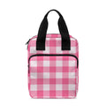 Pink And White Buffalo Check Print Bible Tote Bag