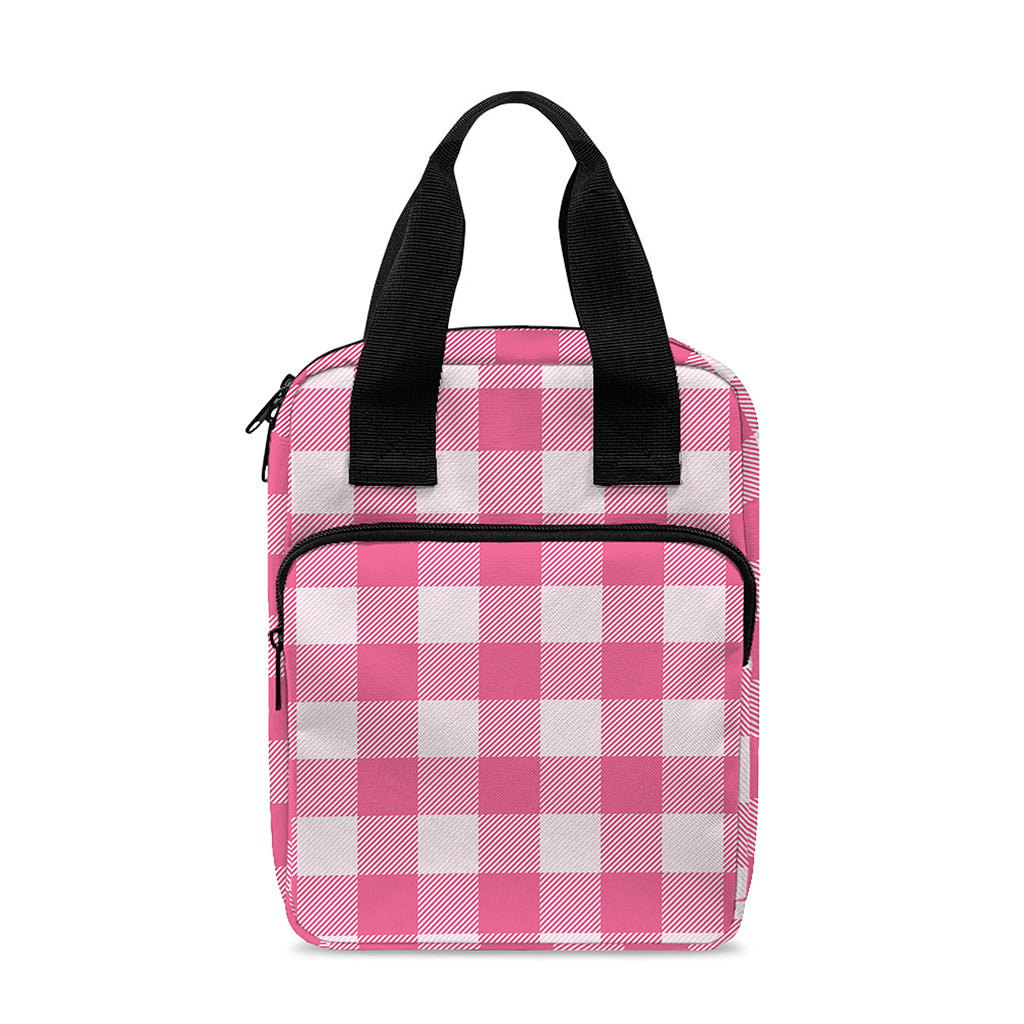 Pink And White Buffalo Check Print Bible Tote Bag