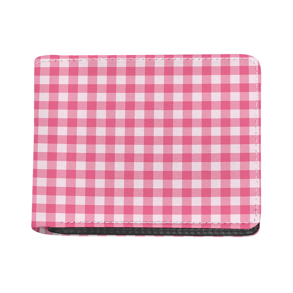 Pink And White Buffalo Check Print Bifold Wallet