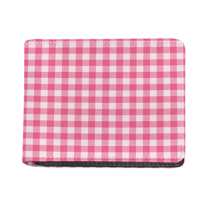 Pink And White Buffalo Check Print Bifold Wallet