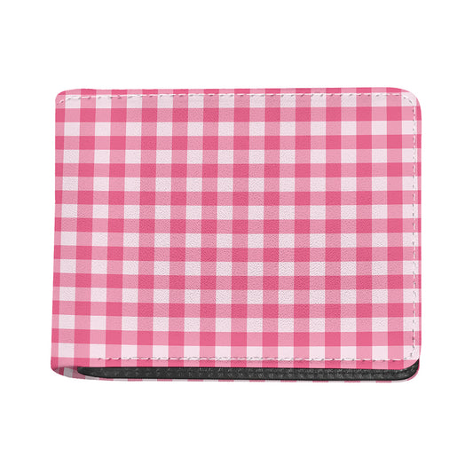 Pink And White Buffalo Check Print Bifold Wallet