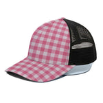 Pink And White Buffalo Check Print Black Mesh Trucker Cap