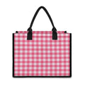 Pink And White Buffalo Check Print Canvas Tote Bag