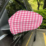 Pink And White Buffalo Check Print Car Side Mirror Covers