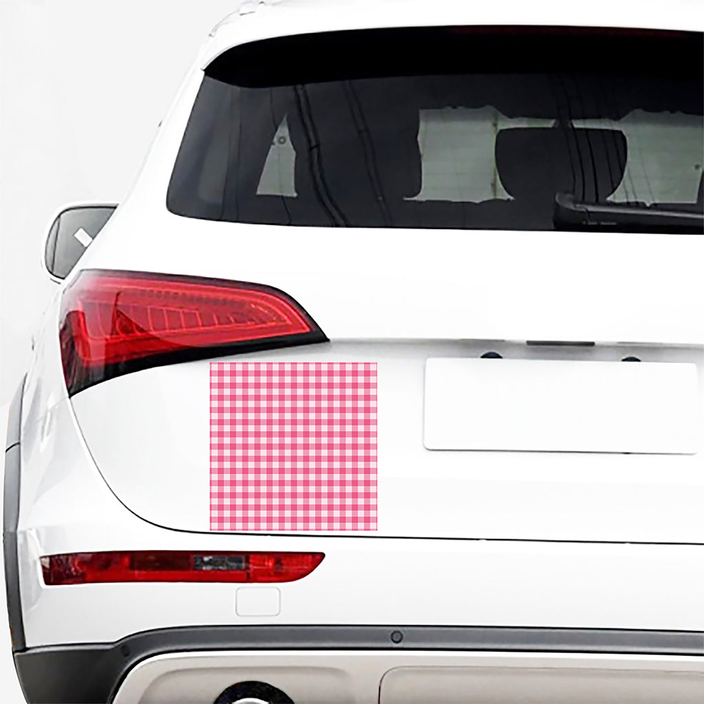 Pink And White Buffalo Check Print Car Sticker