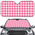 Pink And White Buffalo Check Print Car Windshield Sun Shade