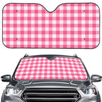 Pink And White Buffalo Check Print Car Windshield Sun Shade