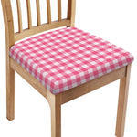 Pink And White Buffalo Check Print Chair Cushion Cover