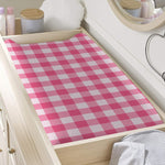 Pink And White Buffalo Check Print Changing Pad Cover