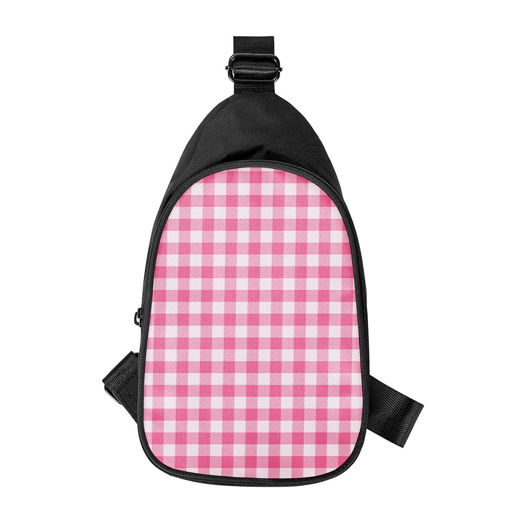 Pink And White Buffalo Check Print Chest Bag