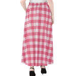 Pink And White Buffalo Check Print Chiffon Maxi Skirt