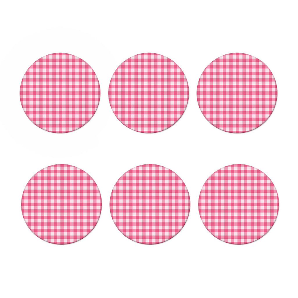Pink And White Buffalo Check Print Coaster Set