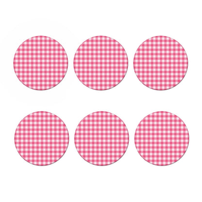 Pink And White Buffalo Check Print Coaster Set