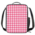 Pink And White Buffalo Check Print Crossbody Lunch Bag