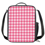 Pink And White Buffalo Check Print Crossbody Lunch Bag