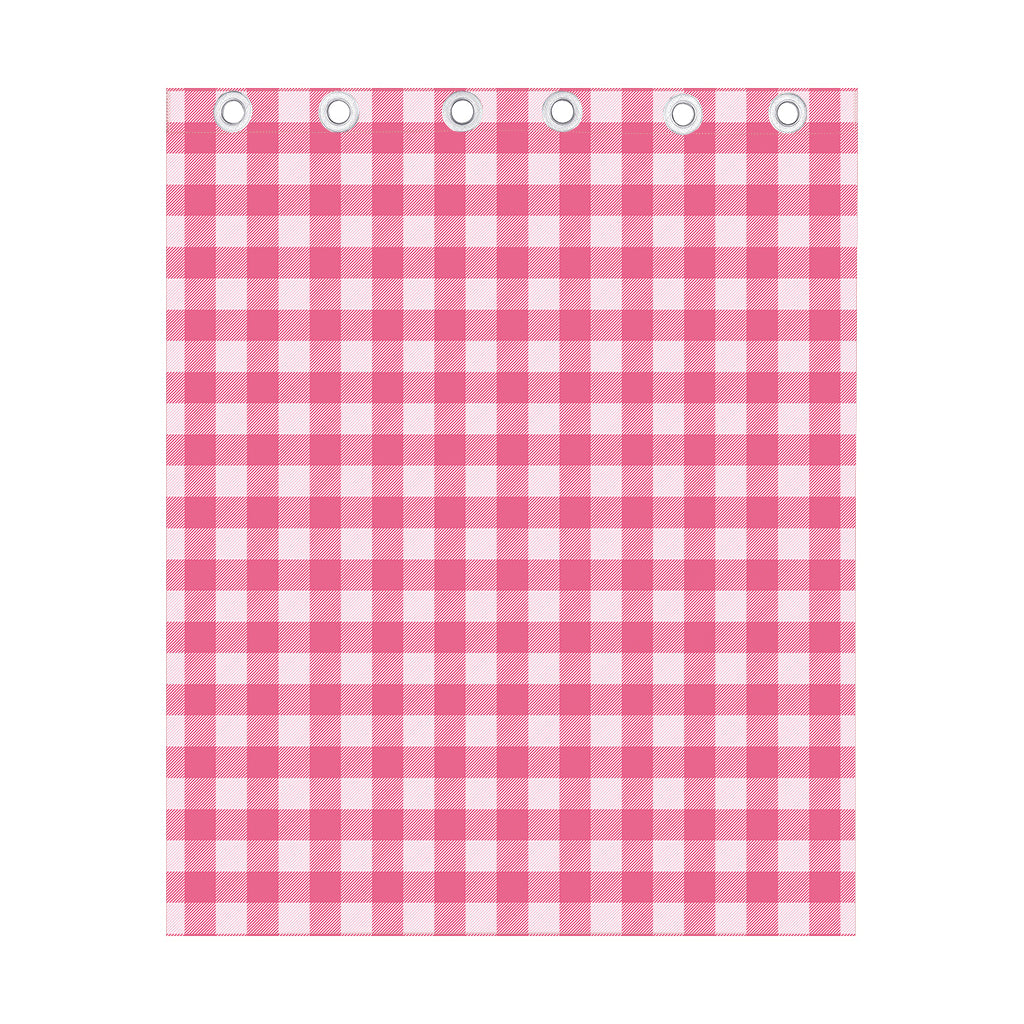 Pink And White Buffalo Check Print Curtain