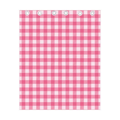 Pink And White Buffalo Check Print Curtain