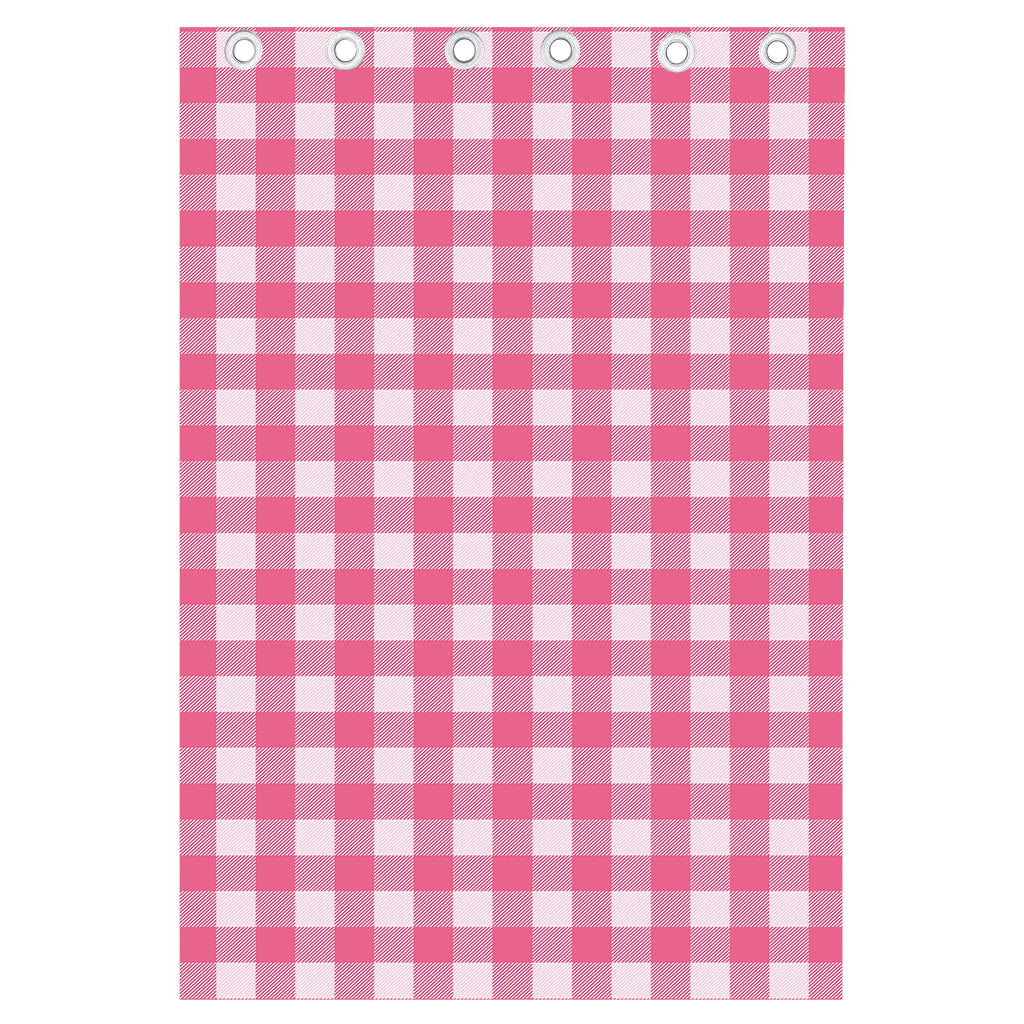 Pink And White Buffalo Check Print Curtain
