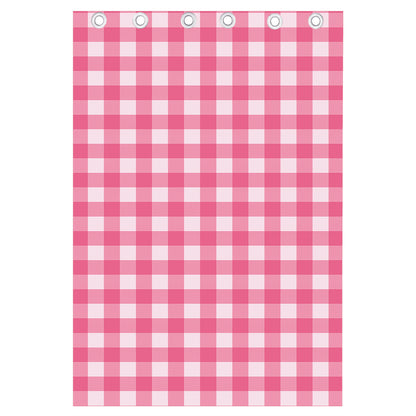 Pink And White Buffalo Check Print Curtain
