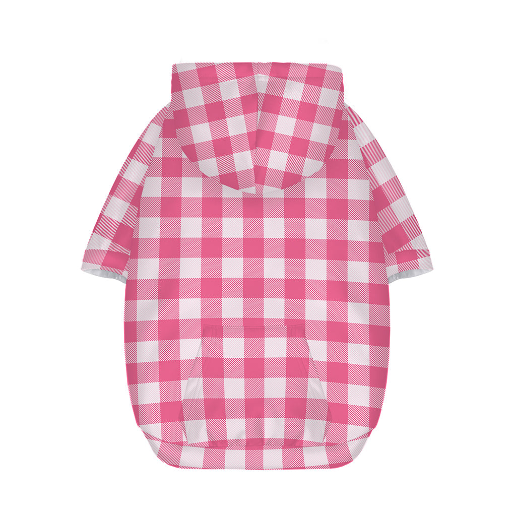 Pink And White Buffalo Check Print Dog Zip Up Hoodie