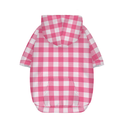 Pink And White Buffalo Check Print Dog Zip Up Hoodie