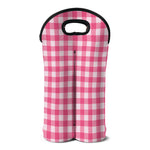 Pink And White Buffalo Check Print Double Neoprene Wine Tote