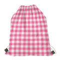 Pink And White Buffalo Check Print Drawstring Bag