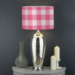 Pink And White Buffalo Check Print Drum Lamp Shade