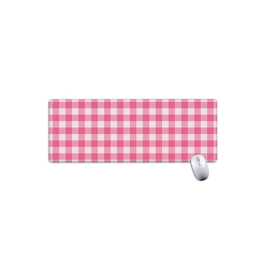 Pink And White Buffalo Check Print Extended Mouse Pad