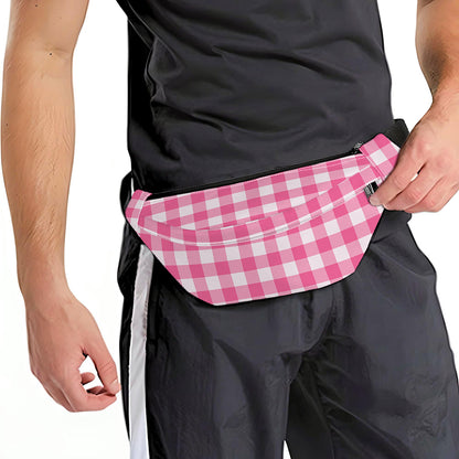 Pink And White Buffalo Check Print Fanny Pack