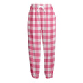 Pink And White Buffalo Check Print Fleece Lined Knit Pants