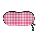 Pink And White Buffalo Check Print Glasses Case