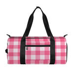 Pink And White Buffalo Check Print Gym Bag