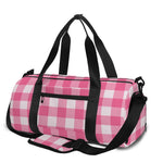 Pink And White Buffalo Check Print Gym Bag