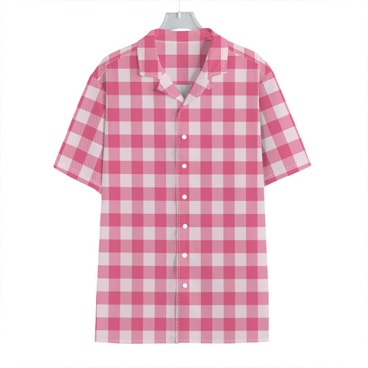 Pink And White Buffalo Check Print Hawaiian Shirt