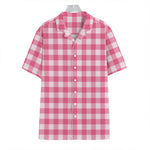 Pink And White Buffalo Check Print Hawaiian Shirt