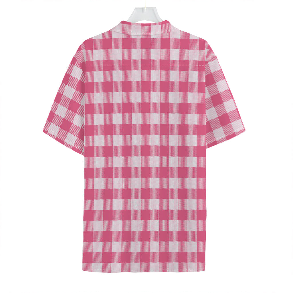 Pink And White Buffalo Check Print Hawaiian Shirt